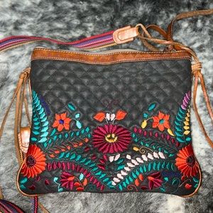 Black embroidered consuela crossbody bag (discontinued)